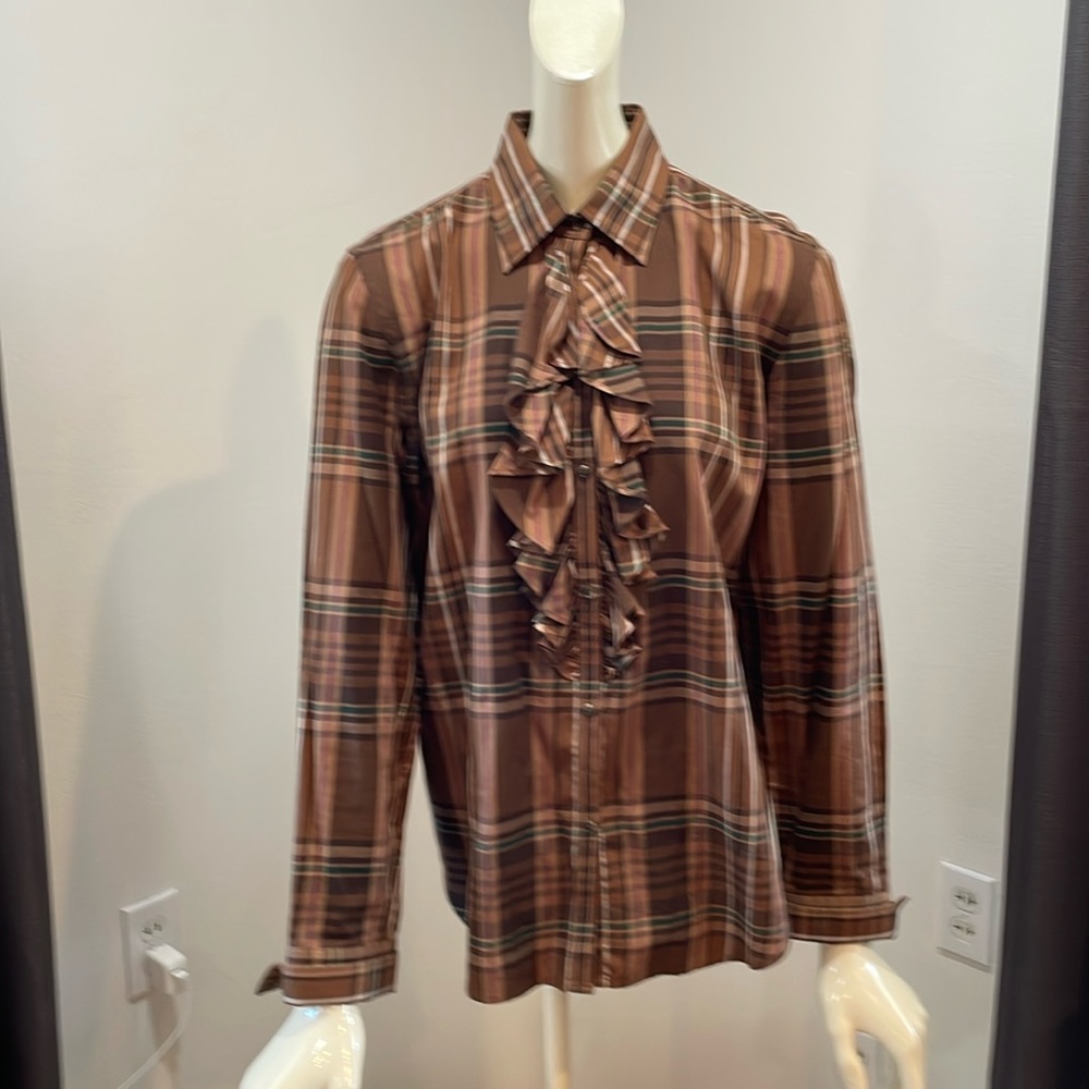 Women’s Ralph Lauren plaid blouse. Size L